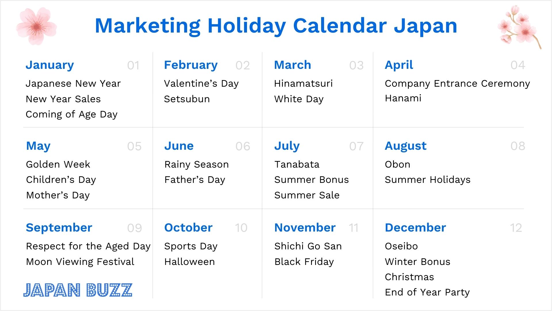 Marketing Holiday Calendar Japan